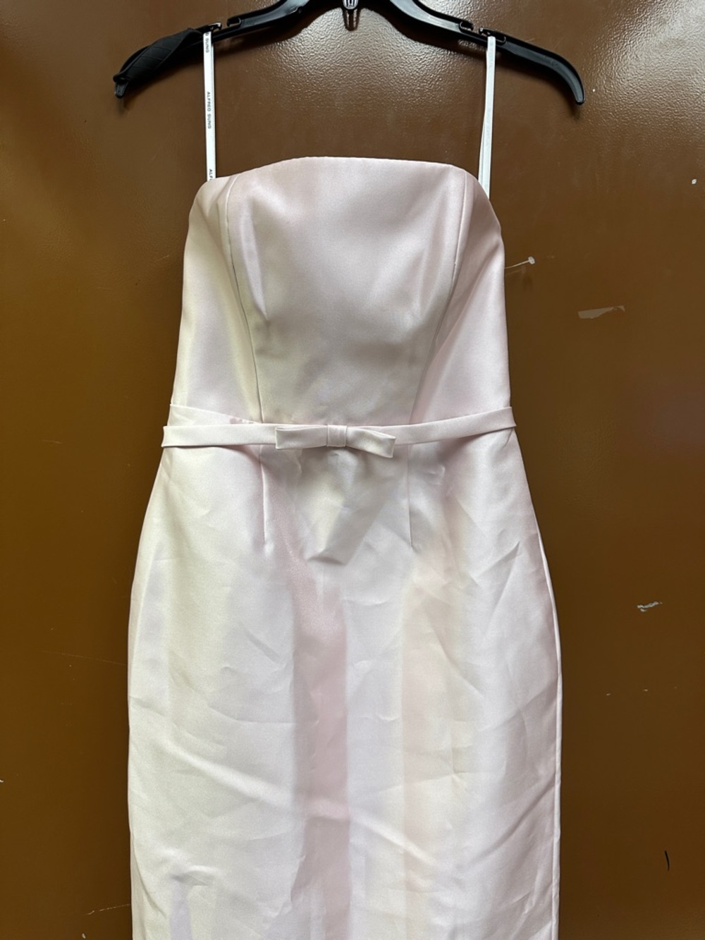 Alfred Sung Strapless Bow Belt Satin Twill Column Gown Dress Size 2R - Picture 4 of 10